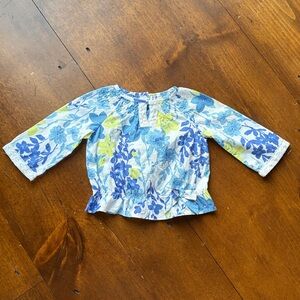 Janie and Jack Blue Floral Shirt 6-12 months